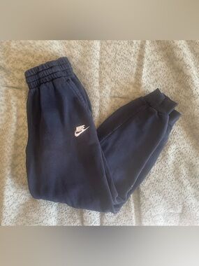 Nike Kids Black Jogger Sweatpants with White Swoosh
